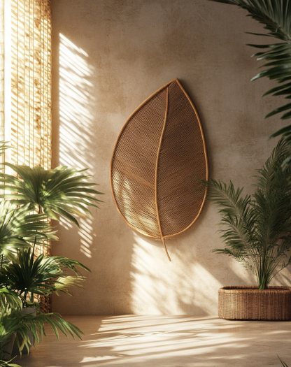 Wabi-sabi style rattan woven mirror, living room and bedroom wall-mounted dressing mirror, creative handcrafted teardrop-shaped woven decorative mirror - Image 5