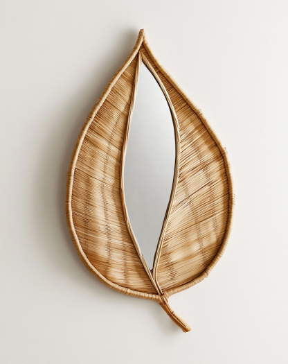 10 French-style retro rattan leaf wall decorations, entrance mirror, bedroom makeup mirror, and decorative mirror for homestays and hotels - Image 8