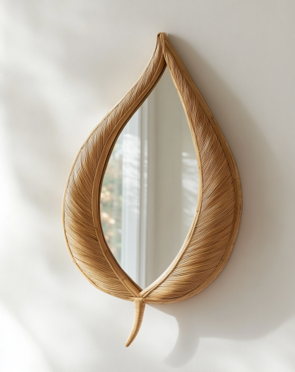 10 French-style retro rattan leaf wall decorations, entrance mirror, bedroom makeup mirror, and decorative mirror for homestays and hotels - Image 6