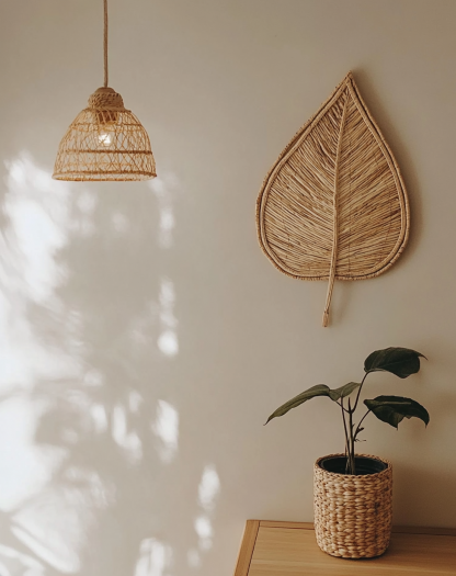Wicker mirror, living room and bedroom wall-mounted dressing mirror, creative handcrafted teardrop-shaped decorative mirror, photo prop - Image 5