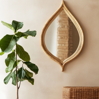 Wabi-sabi style vintage bathroom mirror, retro bathroom mirror, wall-mounted mirror, teardrop-shaped bathroom mirror