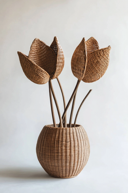 Wicker vases, artificial flowers, fake flowers, living room and dining table decorations - Image 8
