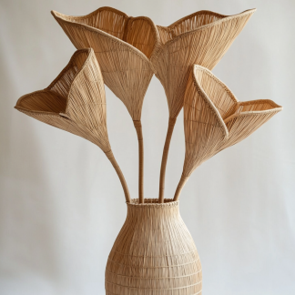 Wicker vases, artificial flowers, fake flowers, living room and dining table decorations