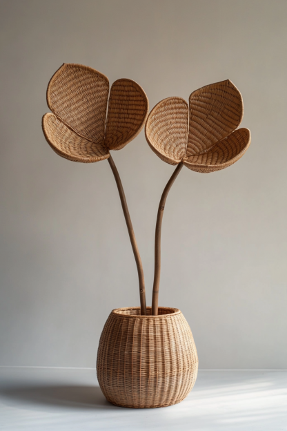 Vintage vase, hand-woven rattan, French retro entrance, flower tube, flower vase, homestay bedroom, Wabi-sabi style - Image 9