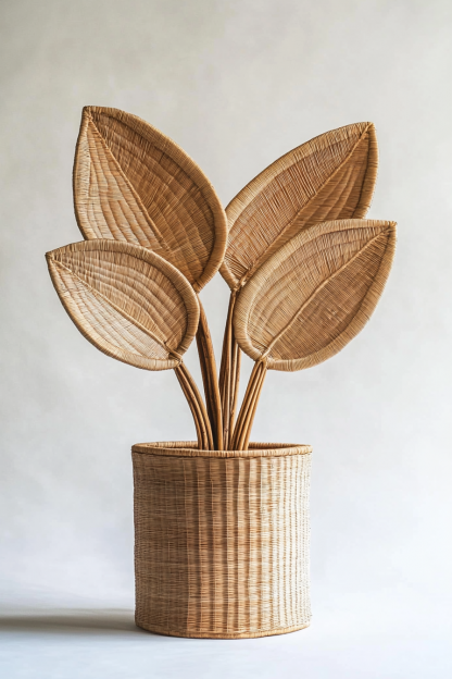 Vintage vase, hand-woven rattan, French retro entrance, flower tube, flower vase, homestay bedroom, Wabi-sabi style - Image 7