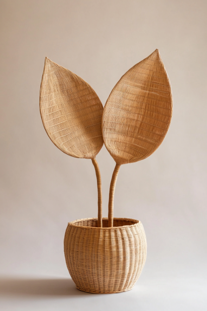 Vase ins Japanese style golden entrance hall living room window display model room decoration Ironwork leaf simulation - Image 9