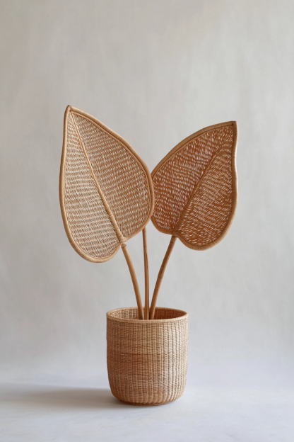 Vase ins Japanese style golden entrance hall living room window display model room decoration Ironwork leaf simulation - Image 8