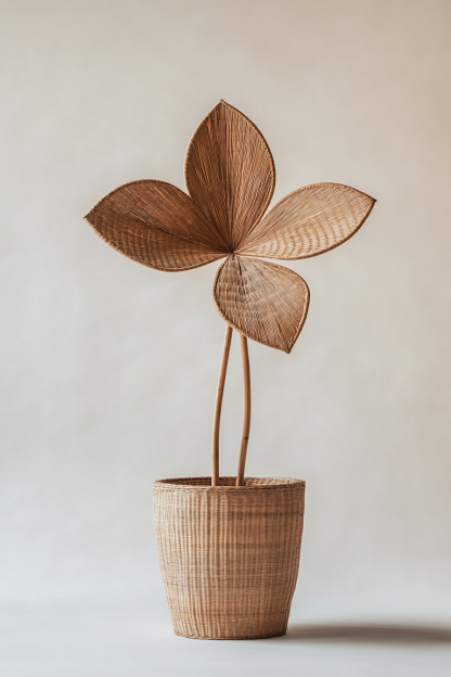 Vase ins Japanese style golden entrance hall living room window display model room decoration Ironwork leaf simulation - Image 6