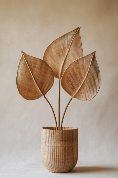 Wicker vases, artificial flowers, fake flowers, living room and dining table decorations - Image 2