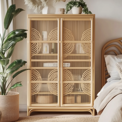 Corridor entrance door, foyer storage cabinet, economical shoe rack, sideboard, rattan woven storage cabinet, small household apartment against the wall - Image 2