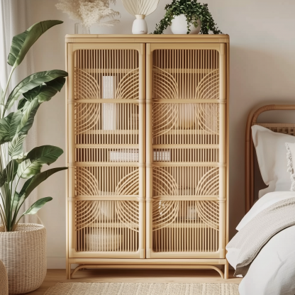 Corridor entrance door, foyer storage cabinet, economical shoe rack, sideboard, rattan woven storage cabinet, small household apartment against the wall - Image 5