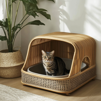Cat toilet, cat litter box, indoor living room, household creative hand-woven lace, pet - Image 8