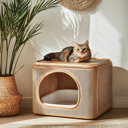 Cat toilet, cat litter box, indoor living room, household creative hand-woven lace, pet - Image 9