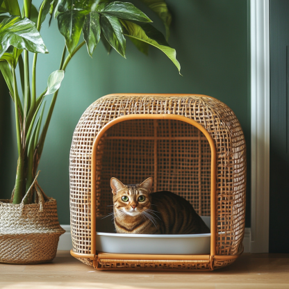 All-season semi-enclosed cat litter box, cat toilet, kitten cool bed, and summer detachable tent bed for cats - Image 7