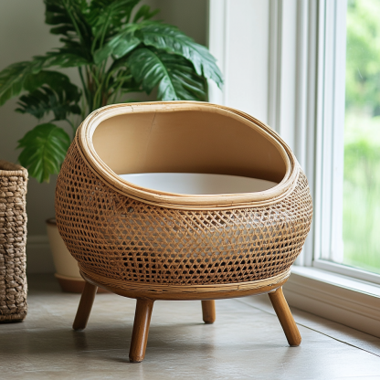 Residential furniture, cat litter box, rattan and bamboo cat litter box, modern and simple homestay, lobby, living room, club, solid wood leisure area - Image 7