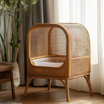 Residential furniture, cat litter box, rattan and bamboo cat litter box, modern and simple homestay, lobby, living room, club, solid wood leisure area - Image 6