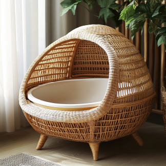 Rattan cat cage, small-sized household cat bed, hanging basket, universal cat litter box for summer, cat toilet, detachable and washable cat bed