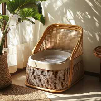 Nordic creative home light luxury kitten toilet residential furniture category cat litter box rattan Discovery Daijian