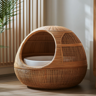 Cat litter box, cat toilet, residential furniture, living room, Nordic modern and simple household rattan litter box
