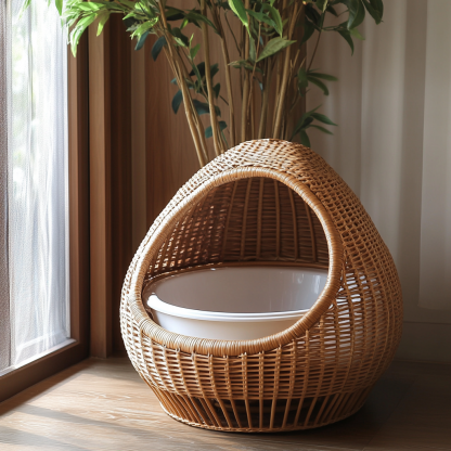 Cat toilet, cat litter box, indoor living room, household creative hand-woven lace, pet - Image 2
