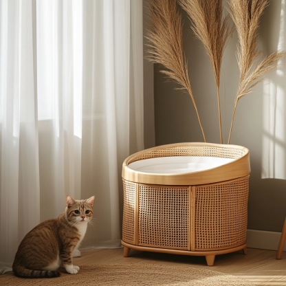 Cat toilet, cat litter box, indoor living room, household creative hand-woven lace, pet - Image 3
