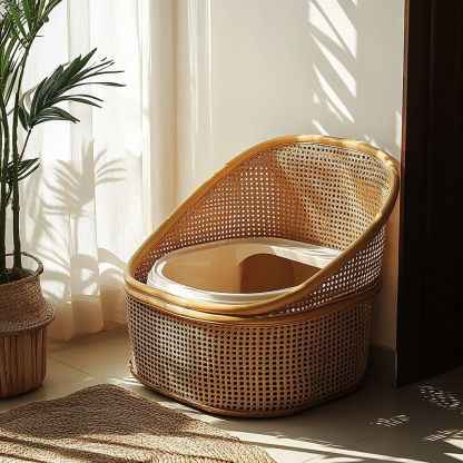 Cat toilet, cat litter box, indoor living room, household creative hand-woven lace, pet - Image 4
