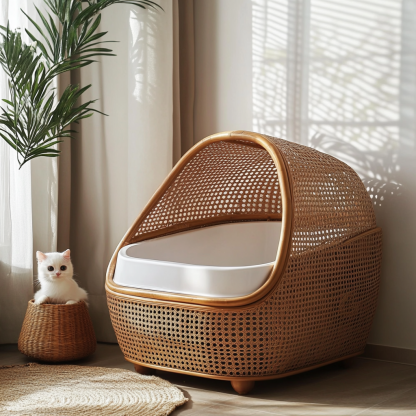 Cat toilet, cat litter box, indoor living room, household creative hand-woven lace, pet - Image 5