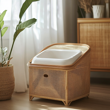 Wabi-sabi style cat litter box, cat toilet, wicker weaving, simple and modern Nordic creative home light luxury furniture - Image 7