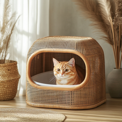Nordic household modern, simple and niche cat scratcher, anti-odor cat litter box, cat toilet - Image 9