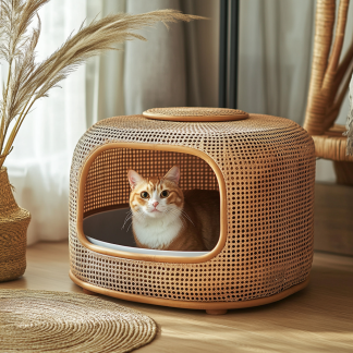 Nordic household modern, simple and niche cat scratcher, anti-odor cat litter box, cat toilet