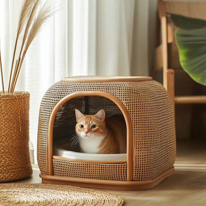 Nordic household modern, simple and niche cat scratcher, anti-odor cat litter box, cat toilet - Image 7