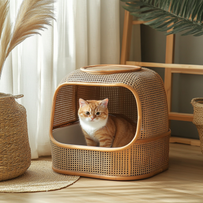 Nordic household modern, simple and niche cat scratcher, anti-odor cat litter box, cat toilet - Image 6