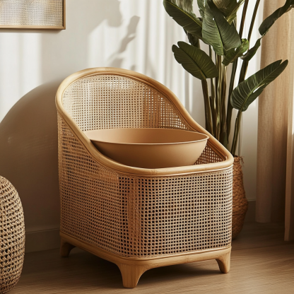 Cat litter box, cat toilet, residential furniture, living room, Nordic modern and simple household rattan litter box - Image 4