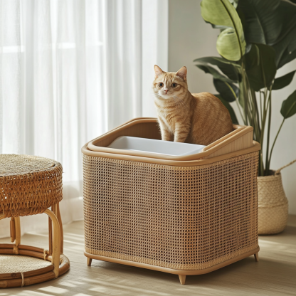 Modern and simple storage cabinets for home use, living room and bedroom, Nordic modern cat litter box, cat toilet - Image 2