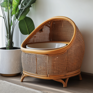 Cat toilet, cat bed, toilet, cat litter box. Nordic modern, simple and creative, rural, solid wood and rattan weaving