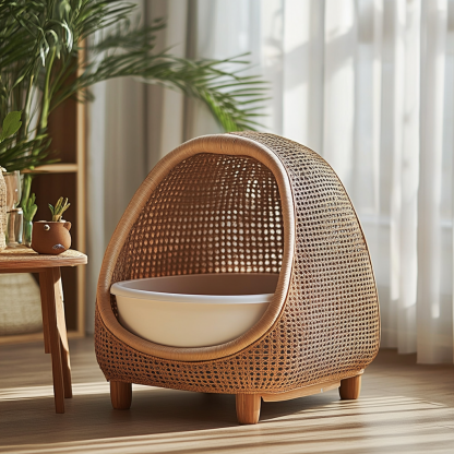 Residential furniture, sofas, rattan and bamboo cat litter boxes, modern and simple homestays, cat toilets, clubs, solid wood leisure areas - Image 9