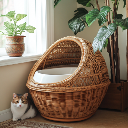 Residential furniture, sofas, rattan and bamboo cat litter boxes, modern and simple homestays, cat toilets, clubs, solid wood leisure areas - Image 8