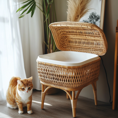 Residential furniture, sofas, rattan and bamboo cat litter boxes, modern and simple homestays, cat toilets, clubs, solid wood leisure areas - Image 7