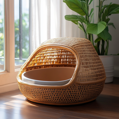 Cat toilet, cat litter box, modern, simple, fresh and high-end cat scratcher bathroom in residential interior - Image 9