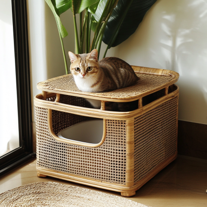 Cat toilet, cat litter box, modern, simple, fresh and high-end cat scratcher bathroom in residential interior - Image 8