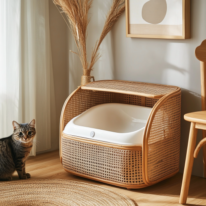 Residential cat toilet, cat litter box, cat litter box, cat toilet, cat litter box, modern, simple and closed - Image 9
