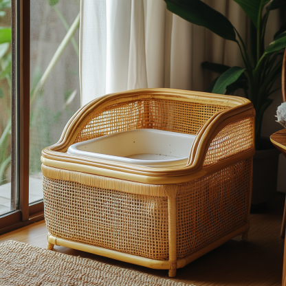 Nordic household modern, simple and niche cat scratcher, anti-odor cat litter box, cat toilet - Image 4