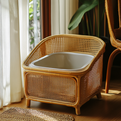 Nordic household modern, simple and niche cat scratcher, anti-odor cat litter box, cat toilet - Image 3