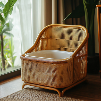 Nordic household modern, simple and niche cat scratcher, anti-odor cat litter box, cat toilet - Image 2