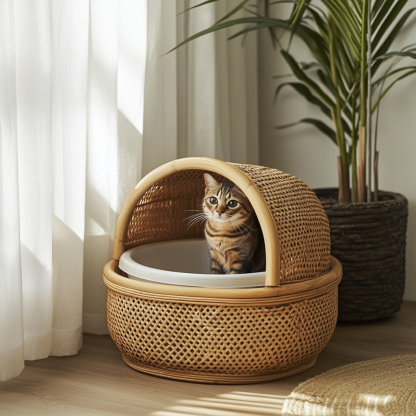 Cat litter box, cat toilet, closed cat sleeping bag, mostly residential balcony, small, simple, modern and transparent - Image 9