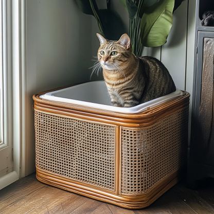 Cat litter box, cat toilet, closed cat sleeping bag, mostly residential balcony, small, simple, modern and transparent - Image 6