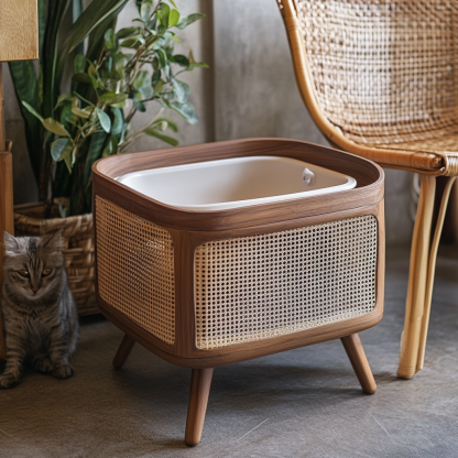 Residential furniture, sofas, rattan and bamboo cat litter boxes, modern and simple homestays, cat toilets, clubs, solid wood leisure areas - Image 5