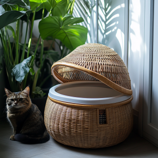 Residential furniture, sofas, rattan and bamboo cat litter boxes, modern and simple homestays, cat toilets, clubs, solid wood leisure areas