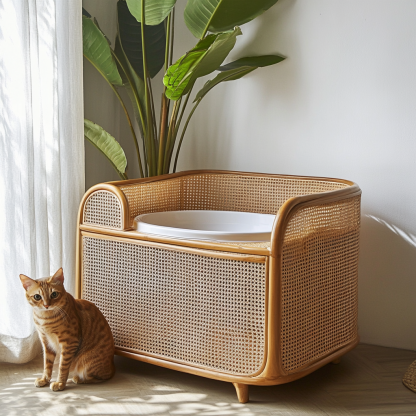 Residential furniture, sofas, rattan and bamboo cat litter boxes, modern and simple homestays, cat toilets, clubs, solid wood leisure areas - Image 3