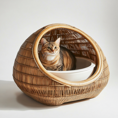 Cat litter box, cat toilet, closed cat sleeping bag, mostly residential balcony, small, simple, modern and transparent - Image 2